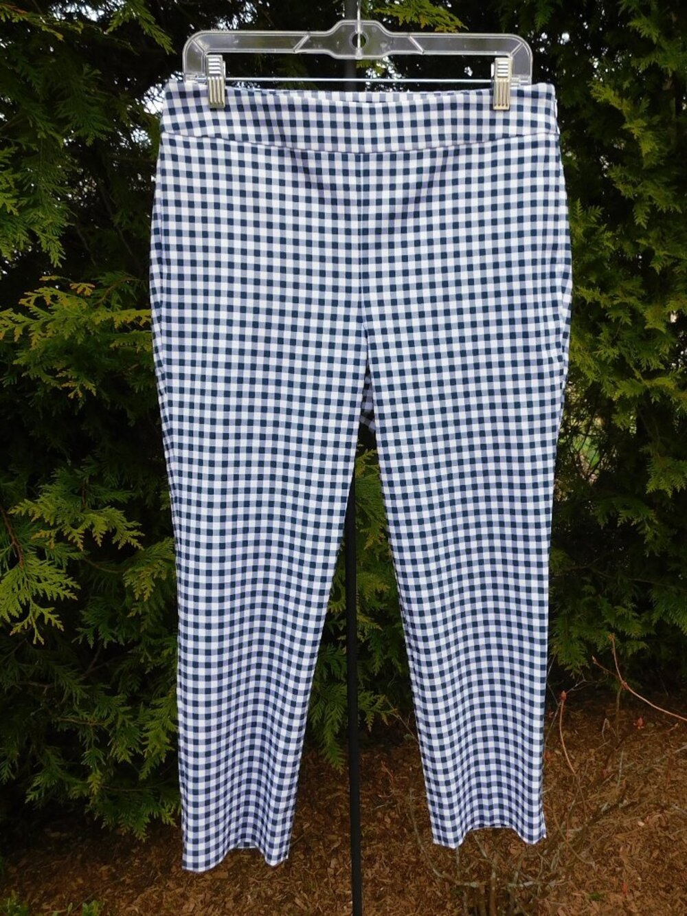 Talbots Rayon-Blend Gingham High-Rise Stretch Ankle Pants